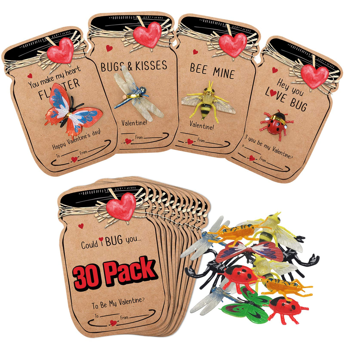 Oriental Cherry Love Bug cards in a 30-pack for classroom exchanges.