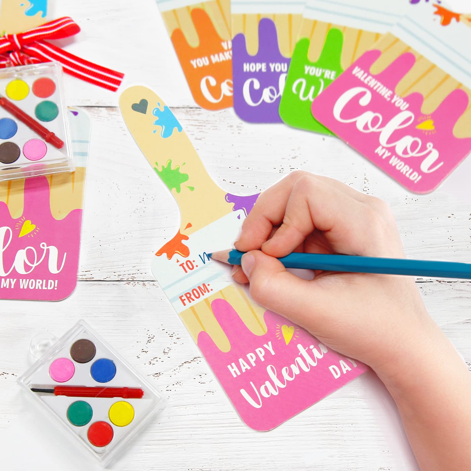 Ribbon-secured watercolor kit attaches easily to ORIENTAL CHERRY cards.