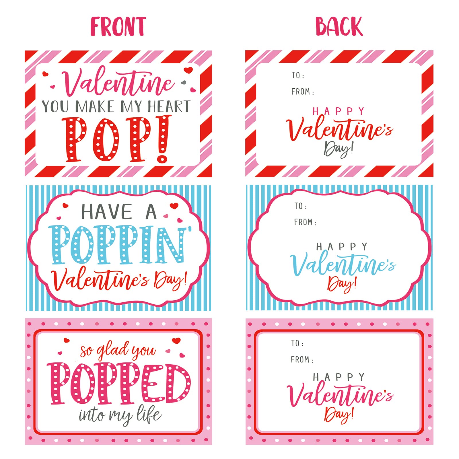 ORIENTAL CHERRY valentines cards 24-pack with matching designs for kid notes.