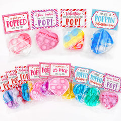ORIENTAL CHERRY valentines cards with heart pop keychains ready-to-use classroom gifts.