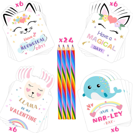 Oriental Cherry Valentines unicorn design cards for classroom exchanges.