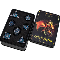 ORIFANTOU Crystal Shards dice; gift-ready for fantasy game nights.