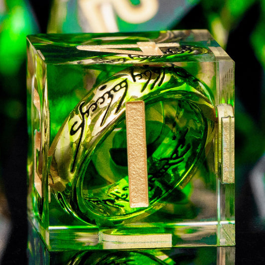 ORIFANTOU Magic Golden Ring DND dice with box, vivid green edge enhances tactile feel during play