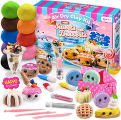 Original Stationery Air Dry Clay Dessert Kit color palette fuels imaginative play.