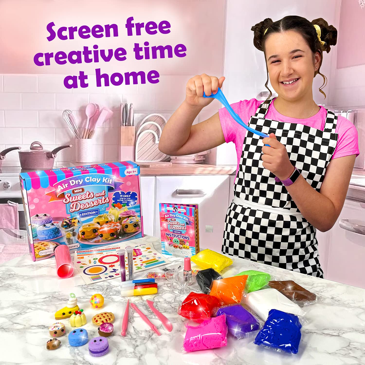 Original Stationery Air Dry Clay Dessert Kit includes tools for easy modeling.