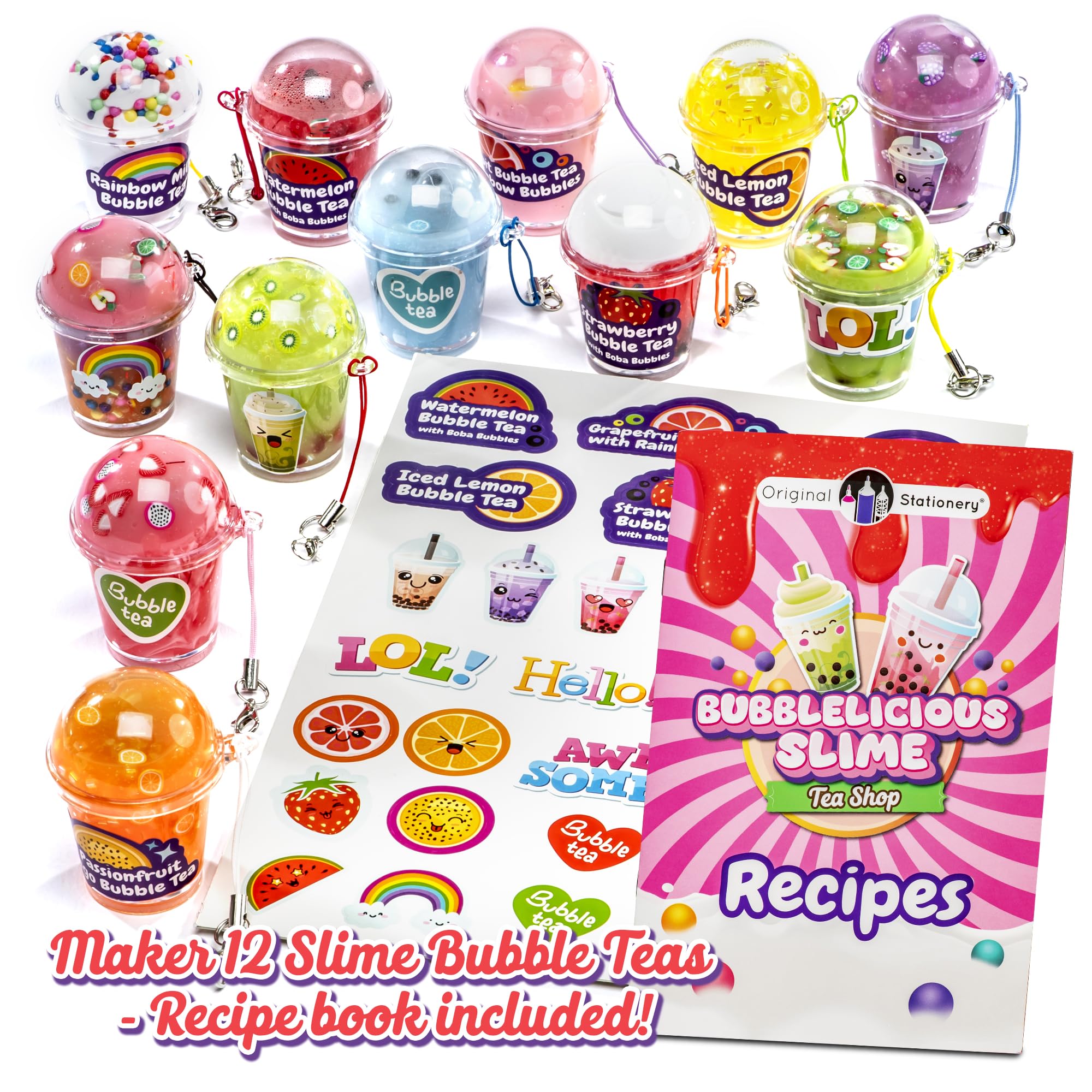 Original Stationery Bubble Tea Slime Kit assorted accessories simplify DIY slime crafting
