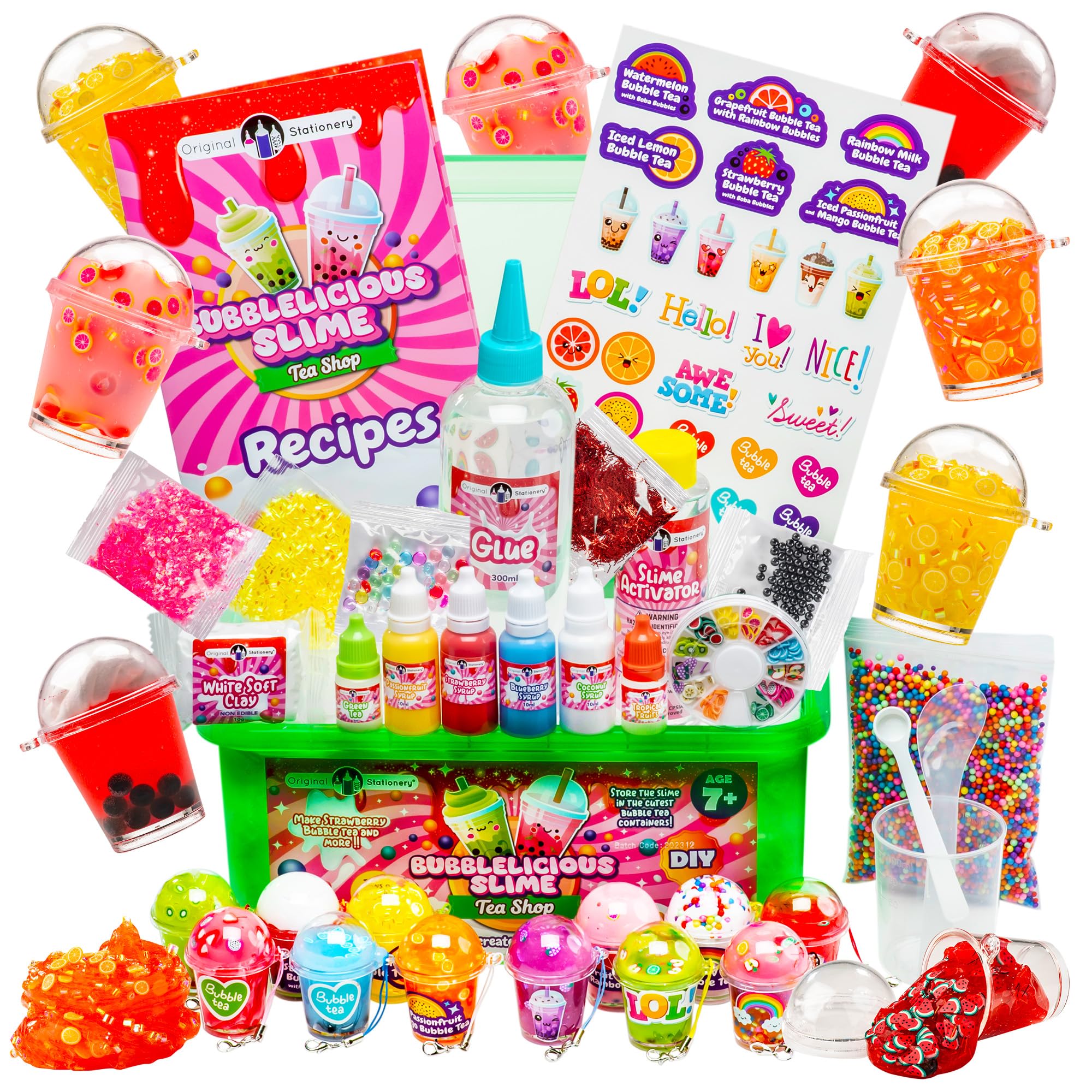 Original Stationery Bubble Tea Slime Kit packaging showcases vibrant colors, ideal for a festive gift