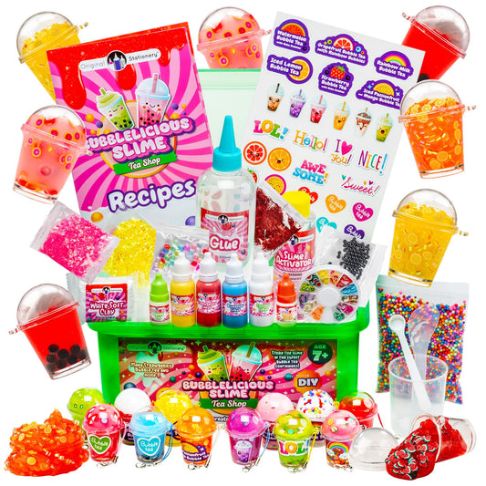 Original Stationery Bubble Tea Slime Kit packaging showcases vibrant colors, ideal for a festive gift