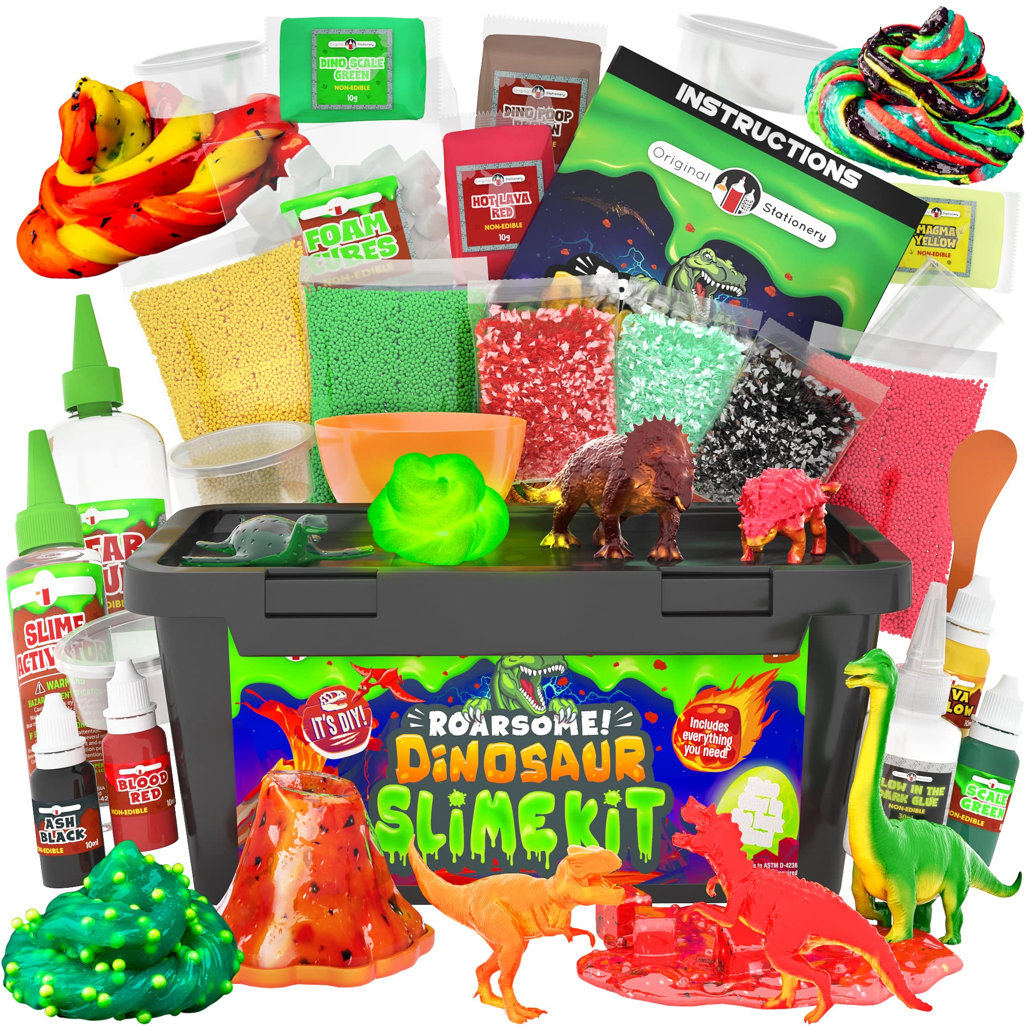 Original Stationery Dinosaur Slime Kit glow-in-the-dark slime for nighttime crafting