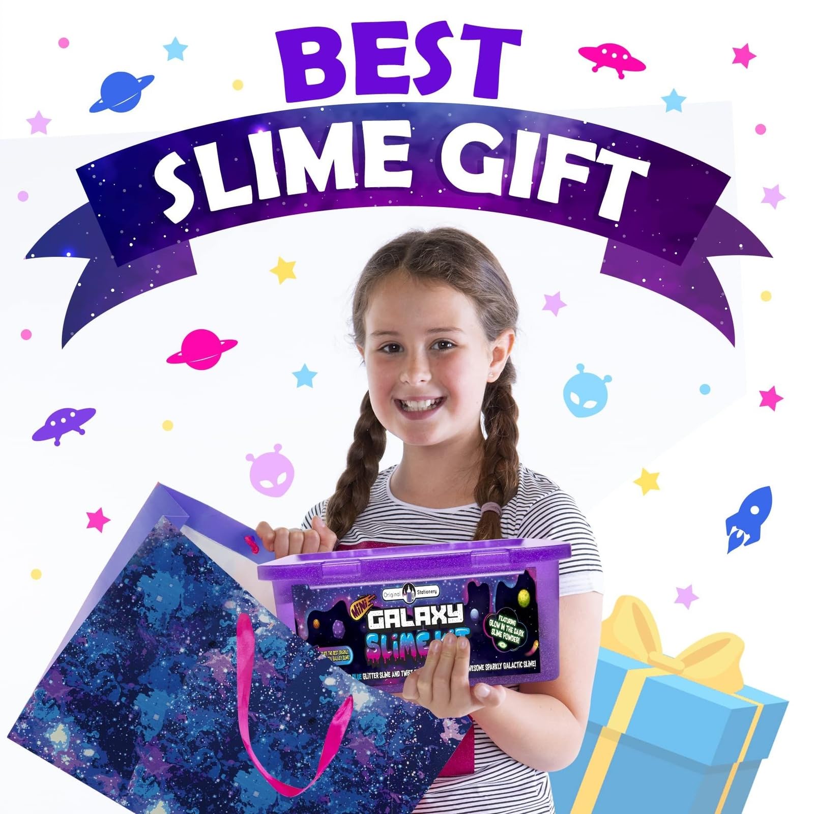 Original Stationery Galaxy Slime Kit fluffy slime textures invite hands on crafting