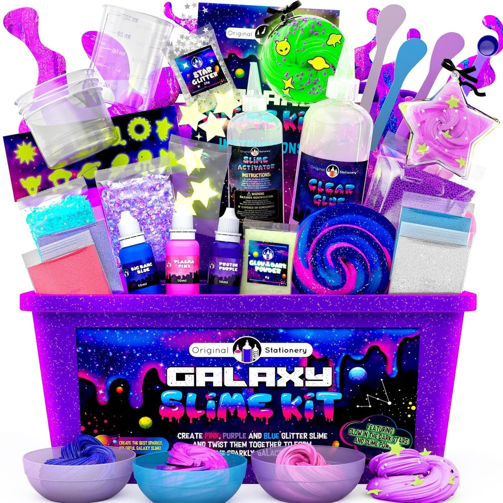 Original Stationery Galaxy Slime Kit packaging with cosmic design for gifting