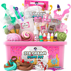 Original Stationery Ice Cream Slime Kit with 31 pieces for creative play and sensory exploration.