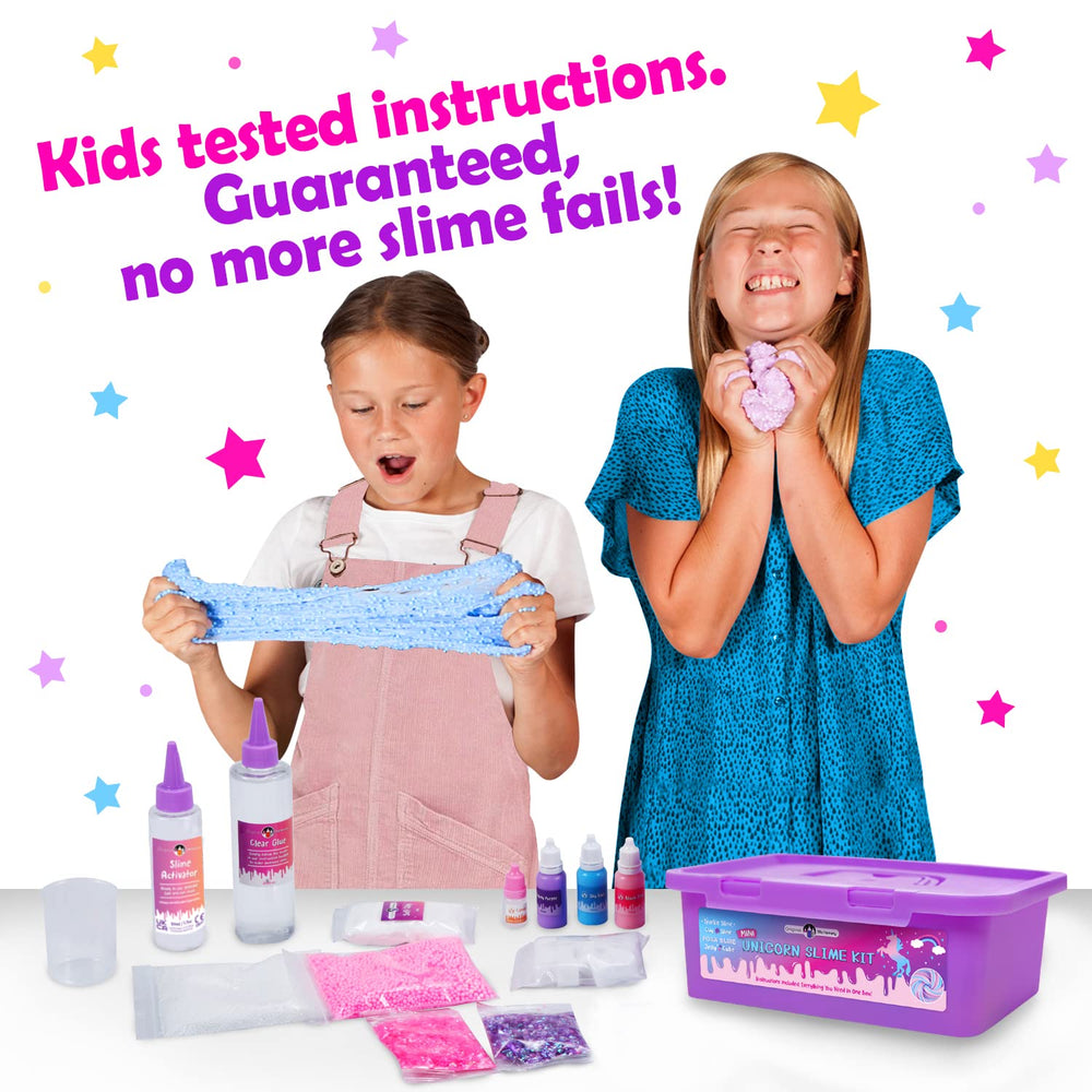Original Stationery Mini Unicorn Slime Kit finished slime creations, perfect for festive party favors.