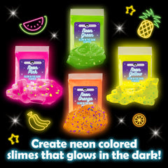 Original Stationery slime making set with neon colors and glitter in action.