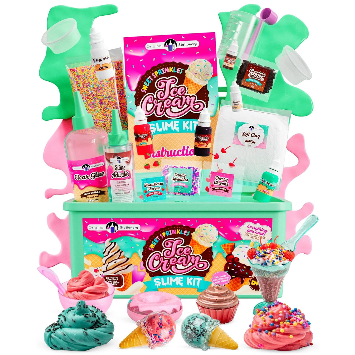 Original Stationery Sweet Sprinkles Ice Cream Slime Kit, sundae crafting, creative play