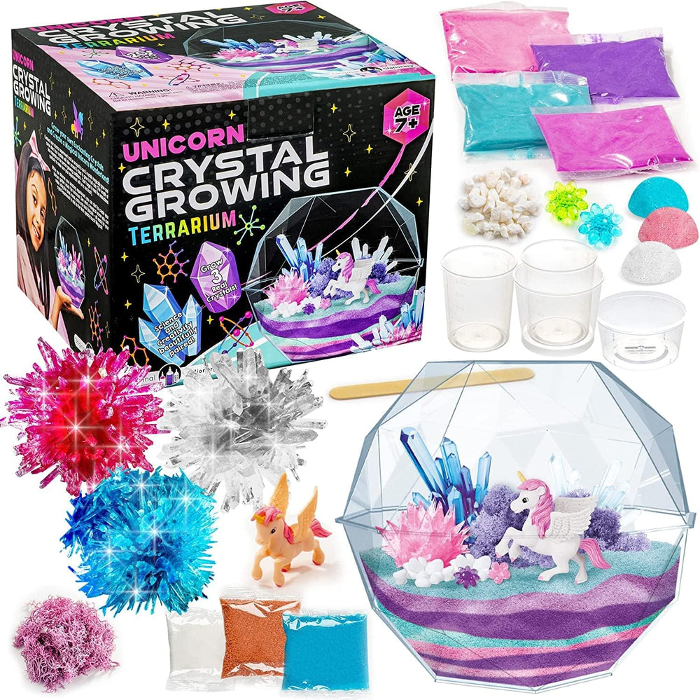 Original Stationery Unicorn Crystal Growing Kit packaging invites STEM-inspired play for kids.