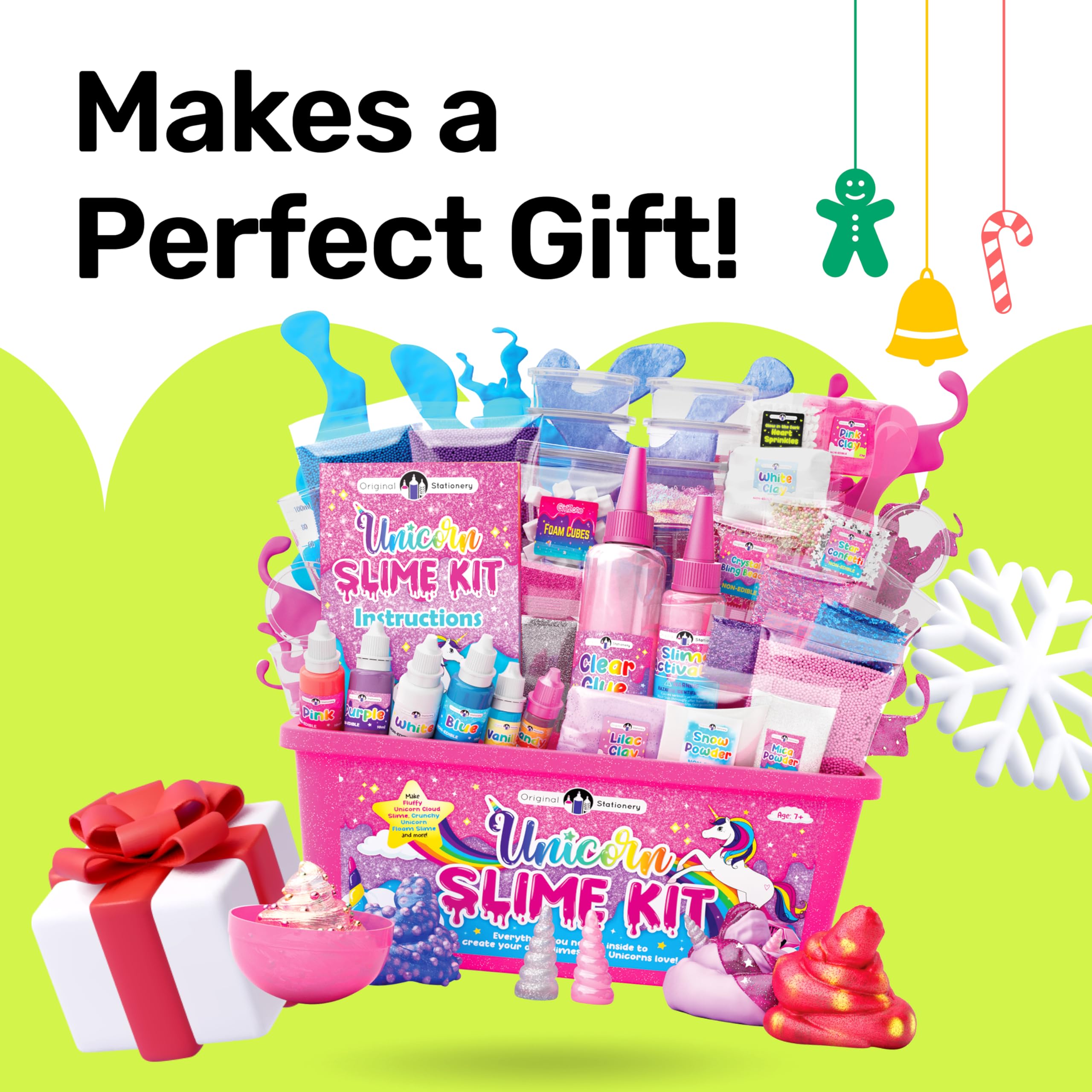Original Stationery Unicorn Glow-in-The-Dark Slime Kit gift-ready packaging for celebrations.