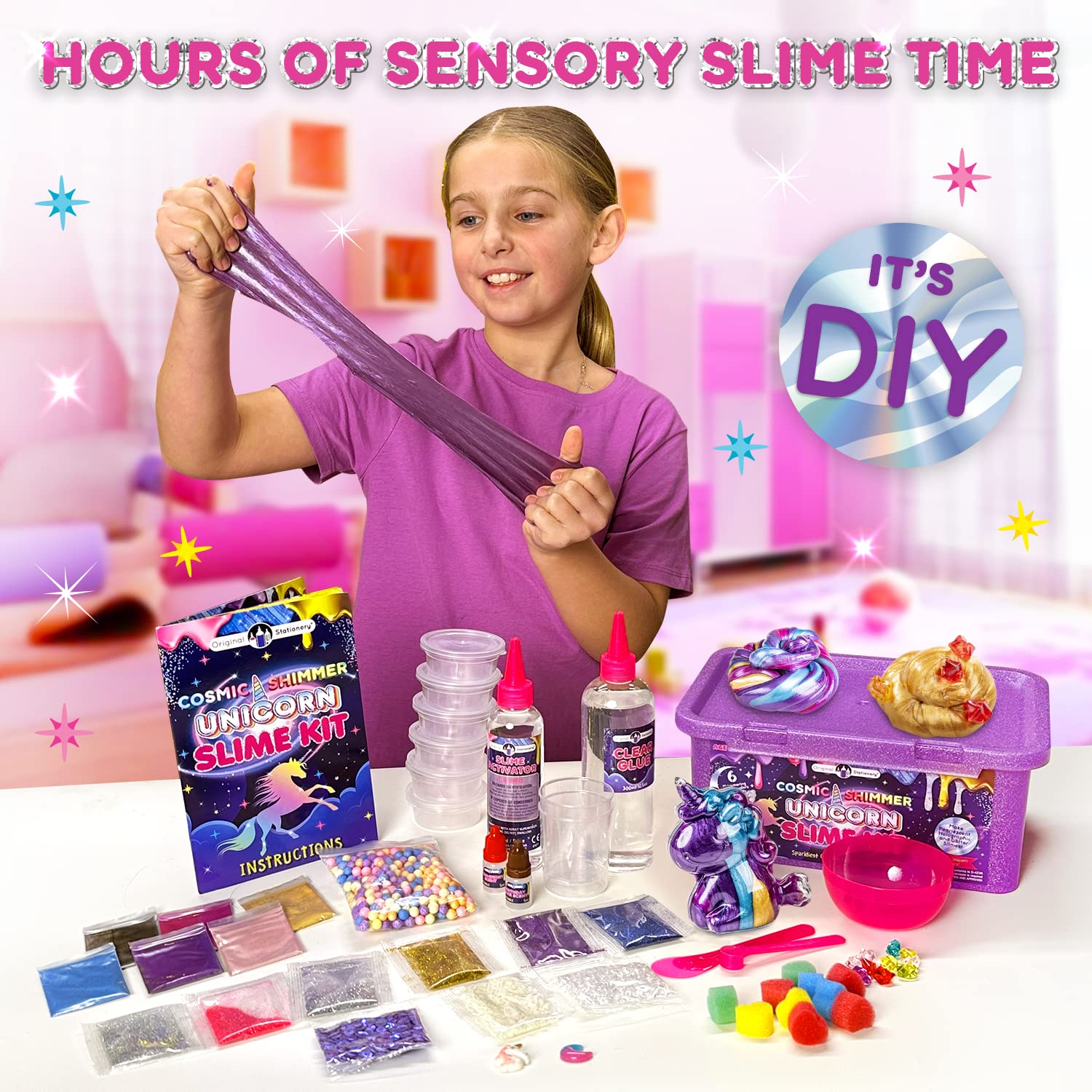 Original Stationery Unicorn Slime Kit holographic glitter slime for dazzling DIY projects