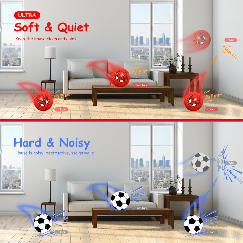 OriJoy soft plush indoor soccer ball; gentle for small feet and safe for toddlers.