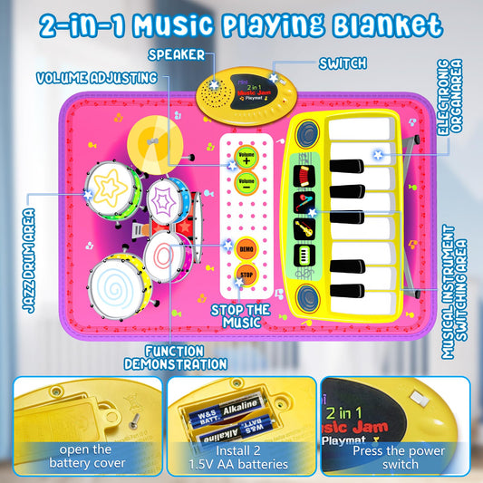 Oripira 2-in-1 musical mat drum pad for active toddler play.