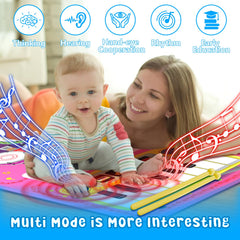 Oripira pink musical mat keyboard promotes sensory play and coordination.