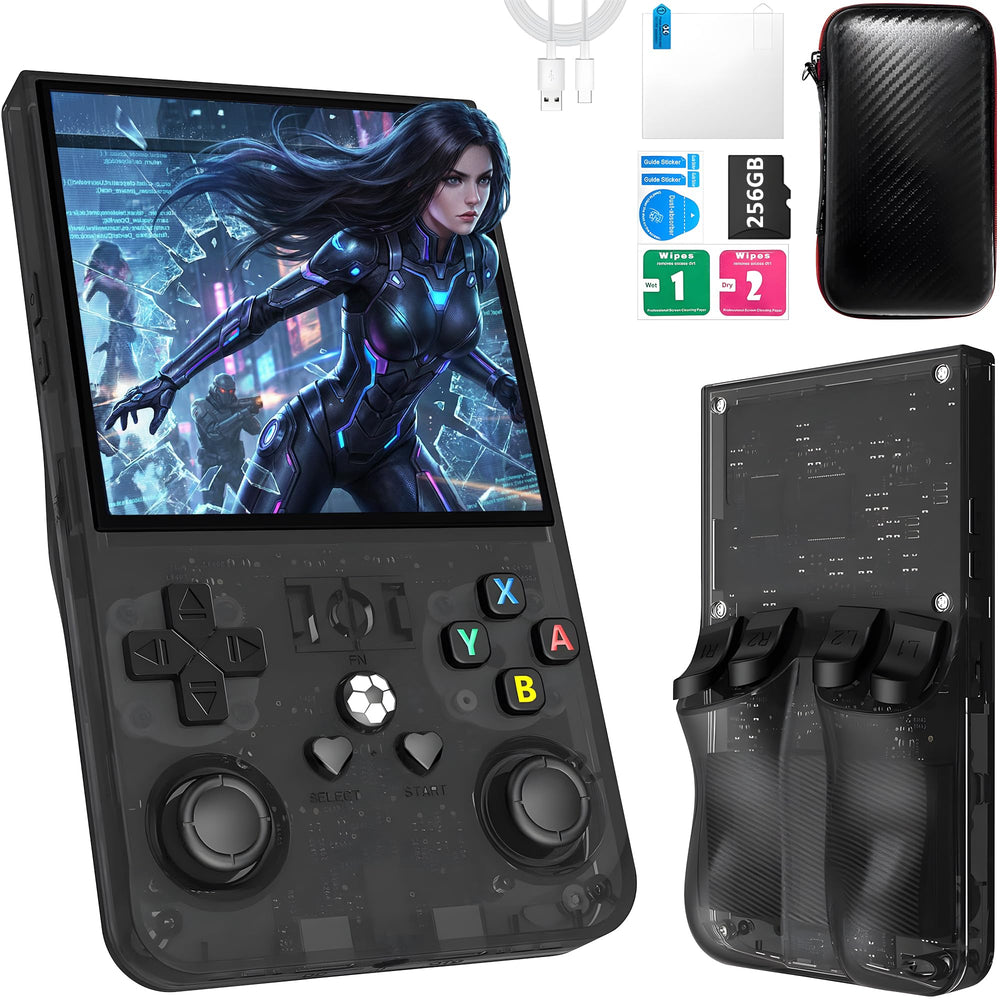 OROMVO R36MAX handheld front view for portable retro gaming on the go.