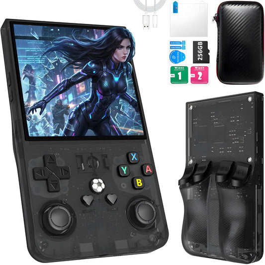 OROMVO R36MAX handheld front view for portable retro gaming on the go.
