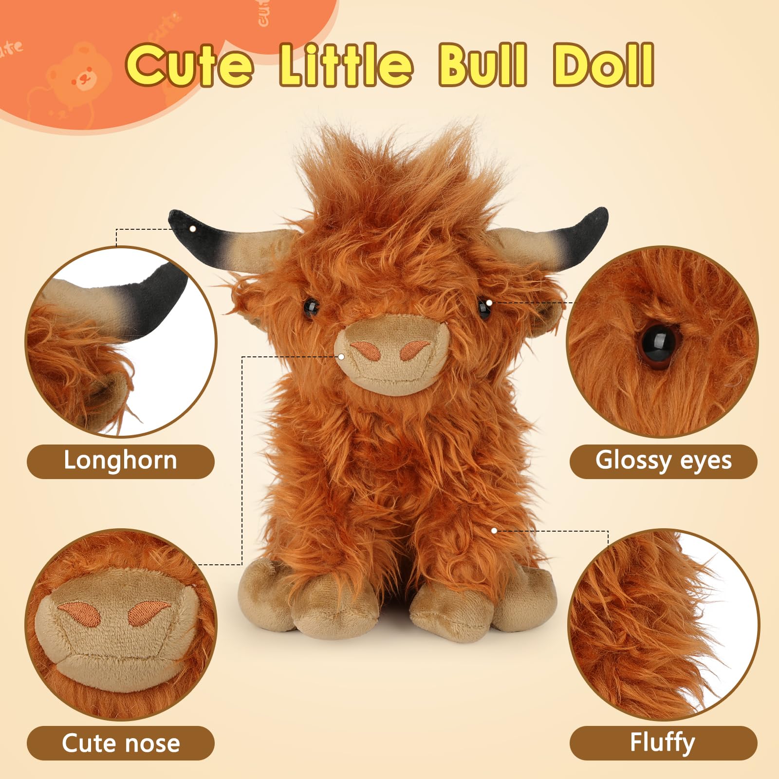 OROZCOR Highland Cow plush care tips to restore fluff.