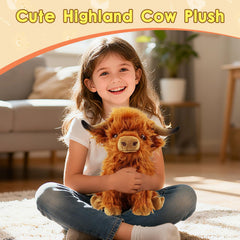 OROZCOR Highland Cow plush head detail with lifelike fur and eyes.