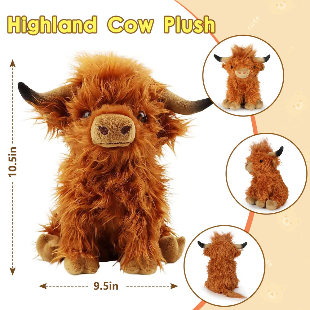 OROZCOR Highland Cow plush soft fluffy material for cuddling.