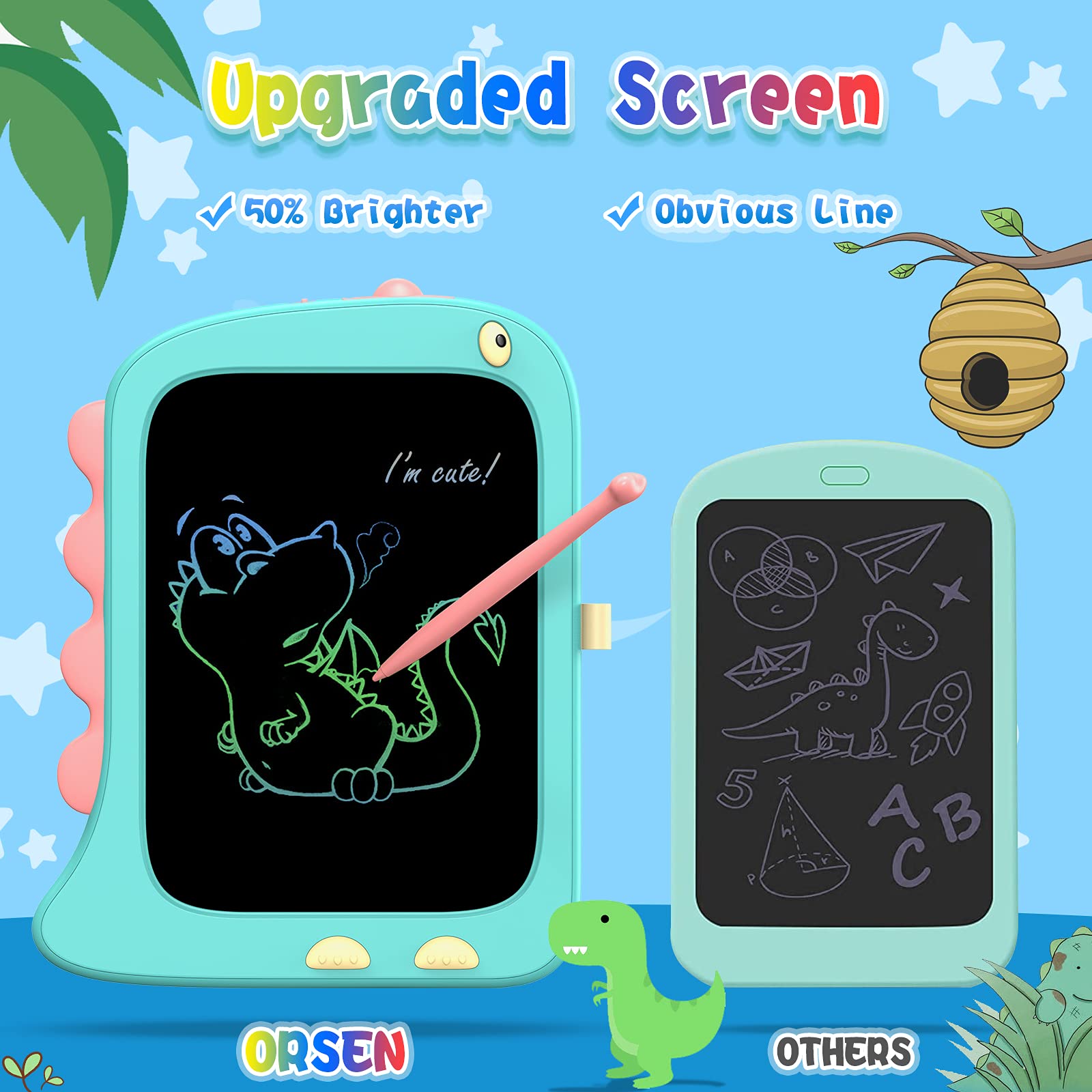 ORSEN doodle board with stylus enables precise, clean sketching