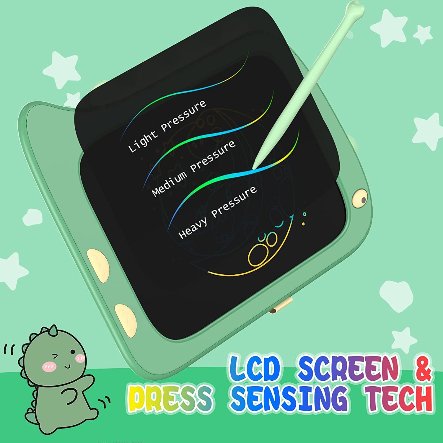 ORSEN 8.5 inch LCD doodle board with CR2032 battery lasting months.