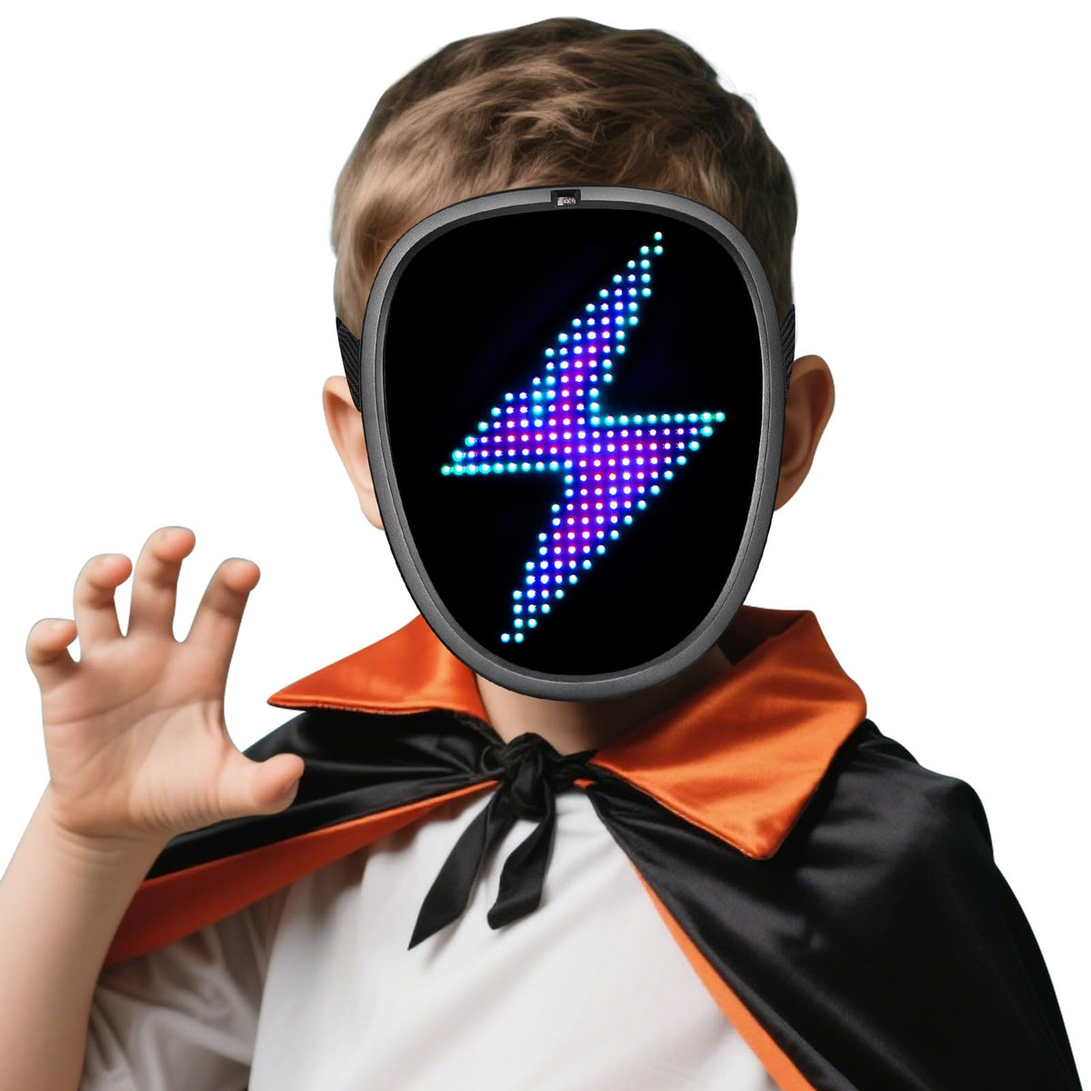 ORWINE Halloween LED mask front view showcases vibrant colors for standout cosplay