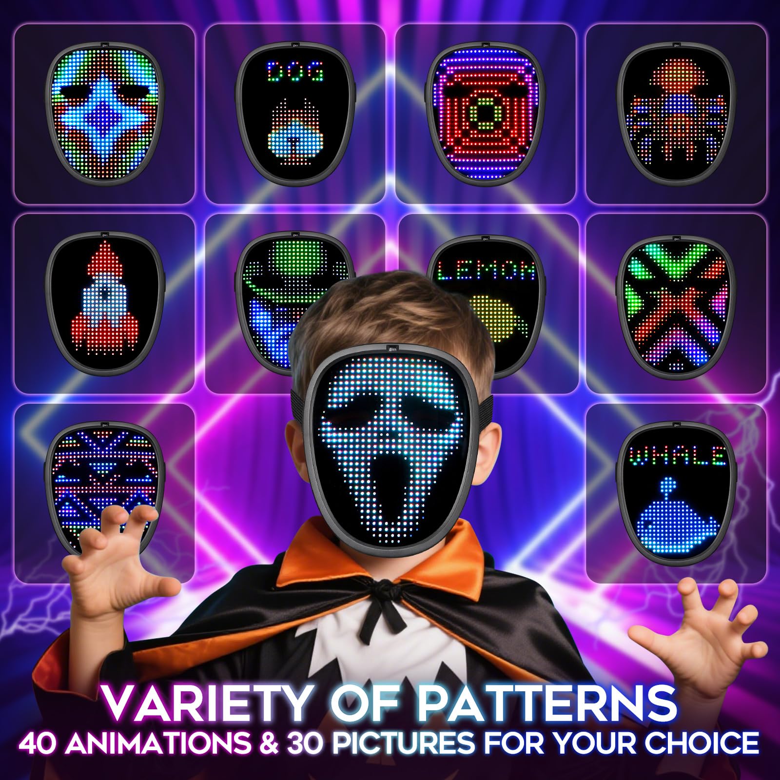 ORWINE LED mask gesture-sensing control enables hands-free pattern changes