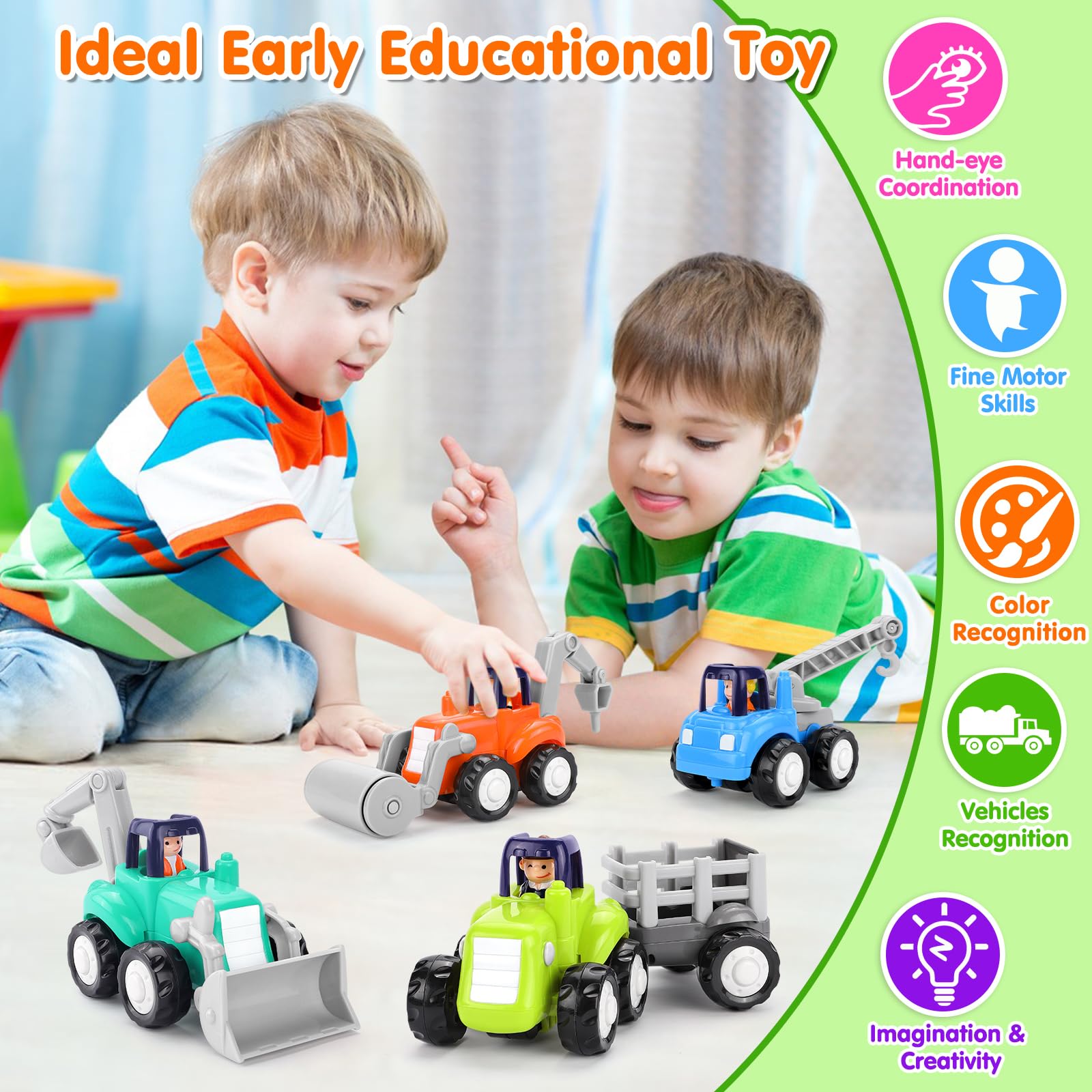 ORWINE Inertia Trucks toddler play: easy-grip design aids small-hand development