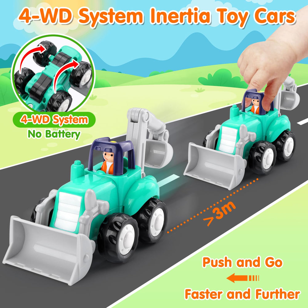 ORWINE Inertia Trucks tractor with wagon toy for pretend hauling and storytelling