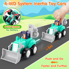 ORWINE Inertia Trucks tractor with wagon toy for pretend hauling and storytelling