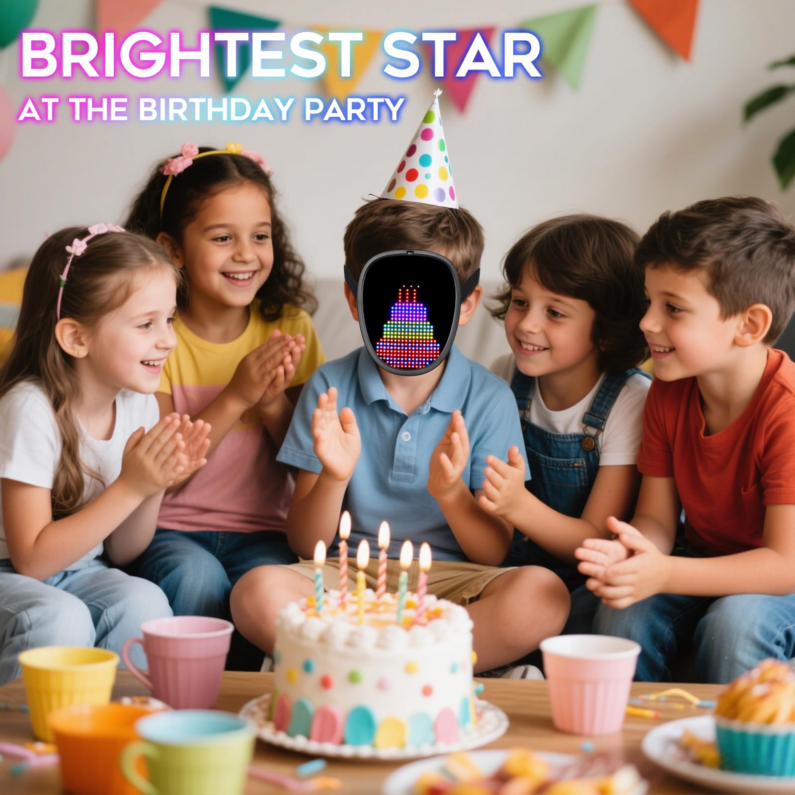 ORWINE kids wearing LED mask for cosplay and parties