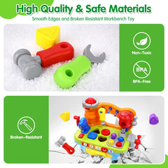 ORWINE drill and hammer action – encourages precise grasp and pretend engineering