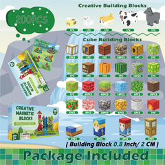 Oryvold magnetic blocks with a cow for creative building and cooperative play.