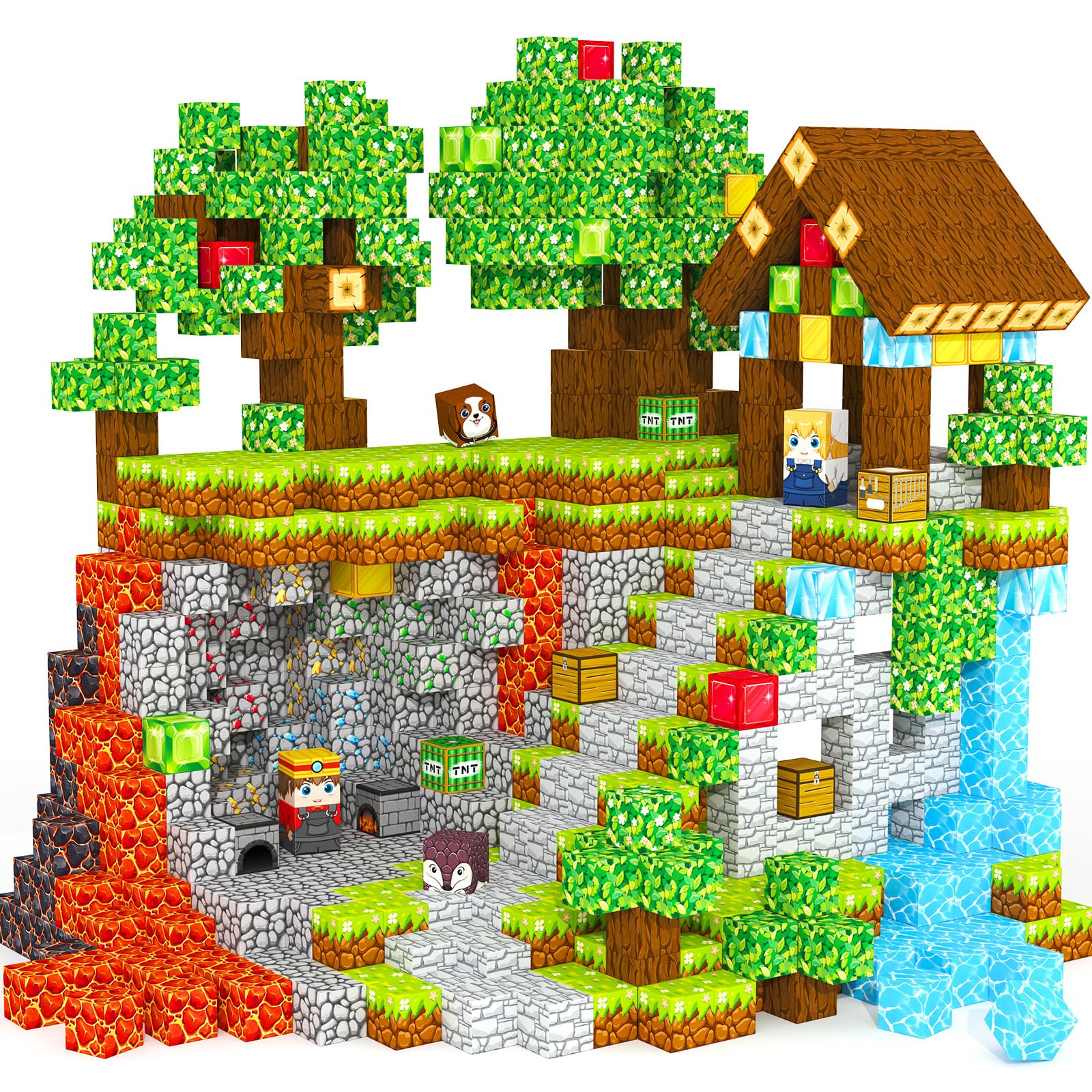 ORZbb magnetic blocks forest scene for imaginative play and motor skill development.