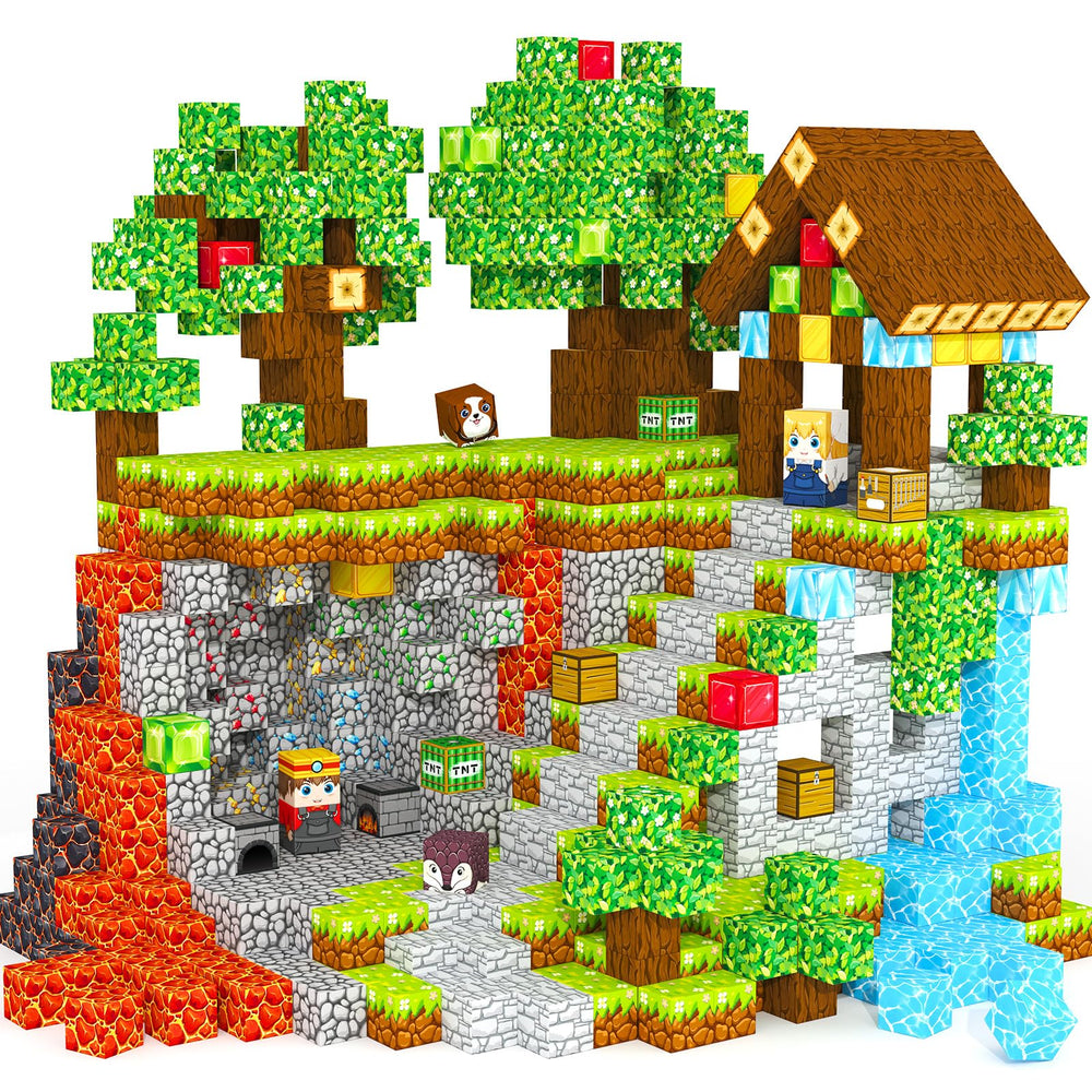 ORZbb magnetic blocks forest scene for imaginative play and motor skill development.
