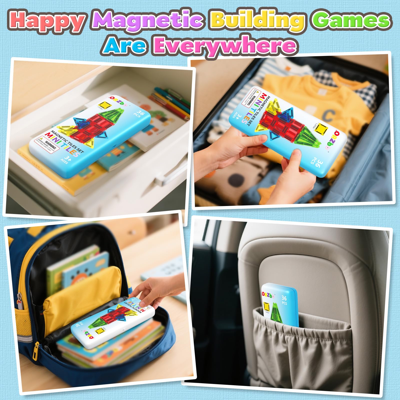 ORZbb colorful magnetic tiles showcase six colors for creative building.