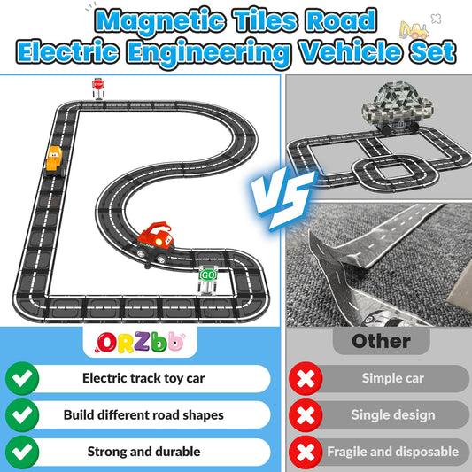 ORZbb digger truck tile demonstrates construction play to boost focus and spatial planning