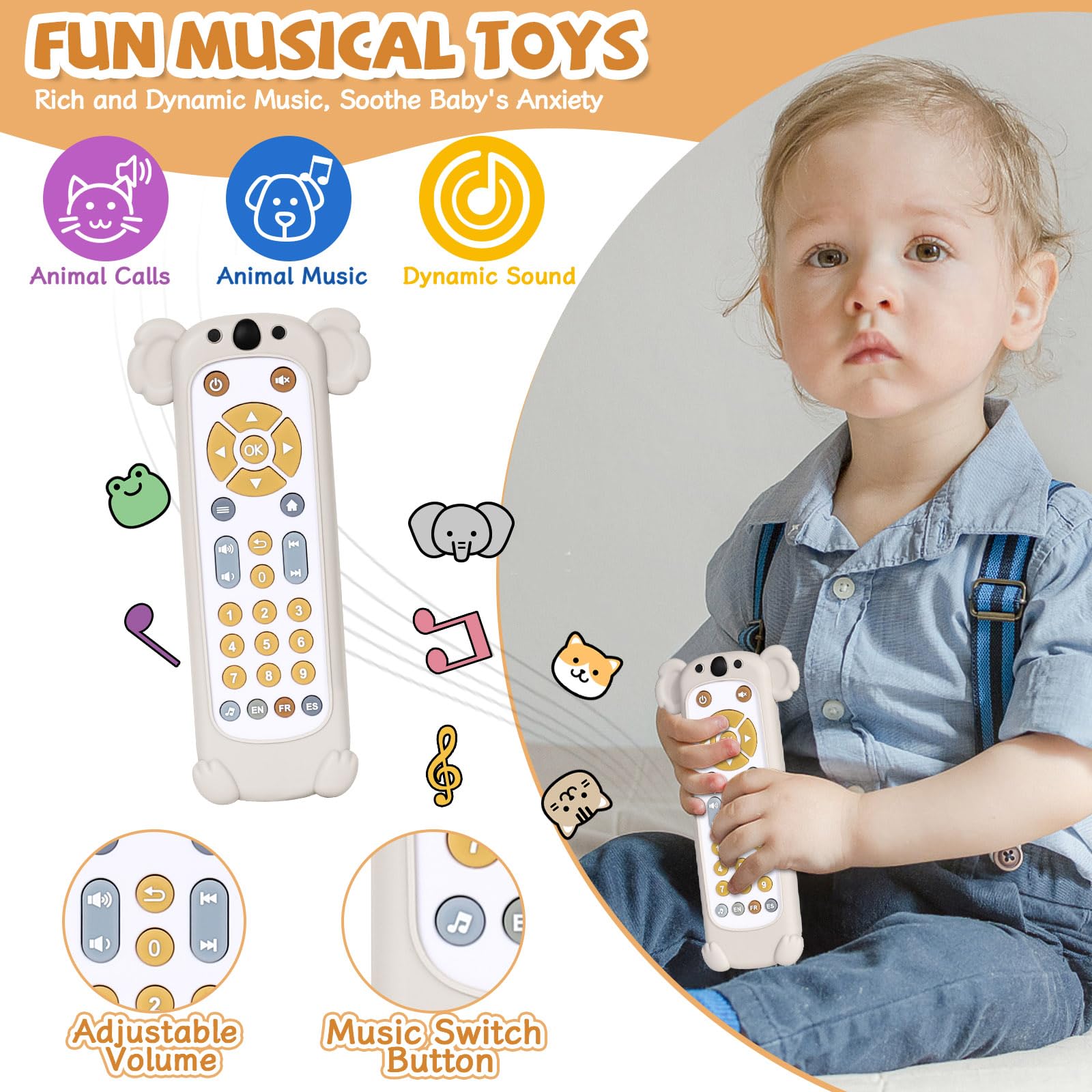 Orzbow educational remote toy offers multilingual modes for early language exposure.