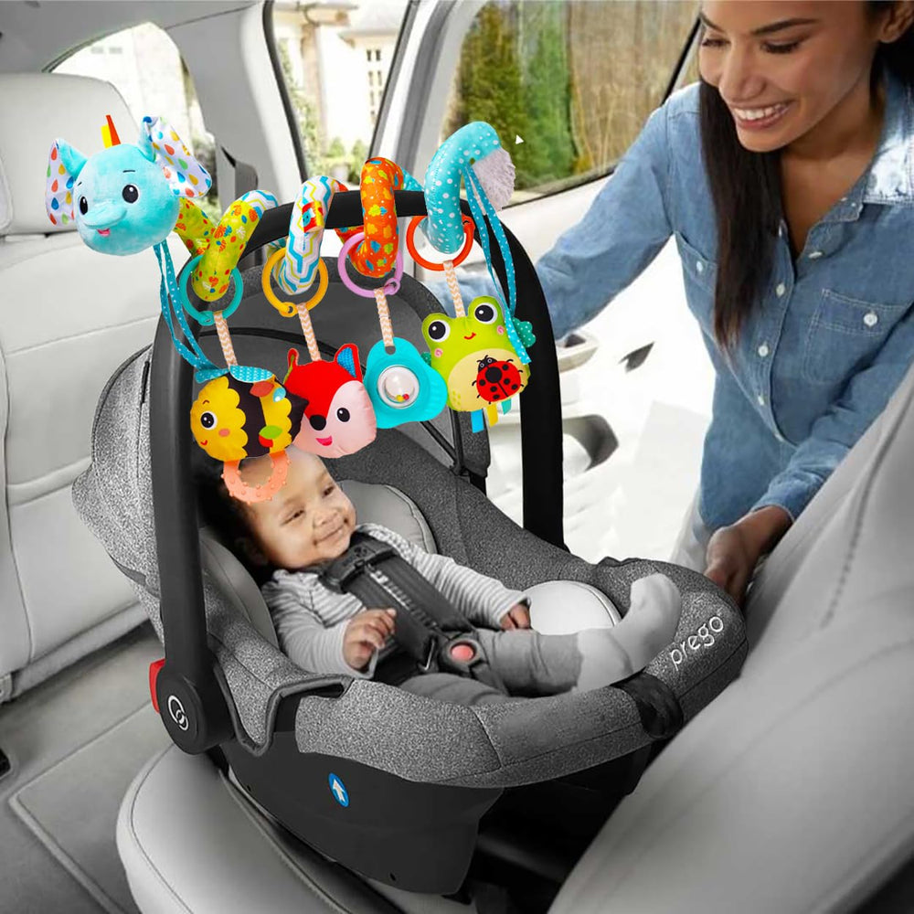 Orzizro ball teether rotates to encourage grasping and mouthing exploration.
