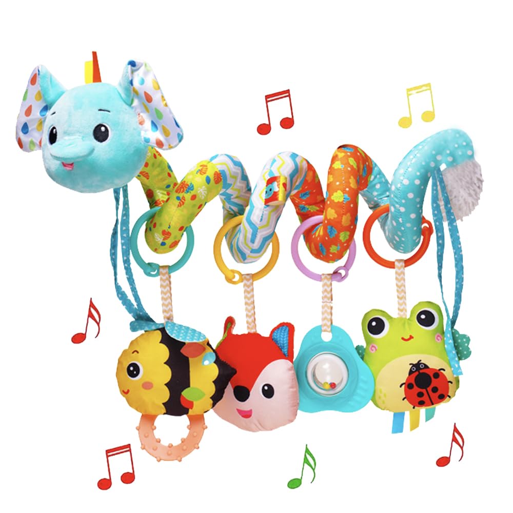 Orzizro stroller toys elephant spiral enhances visual tracking for babies.