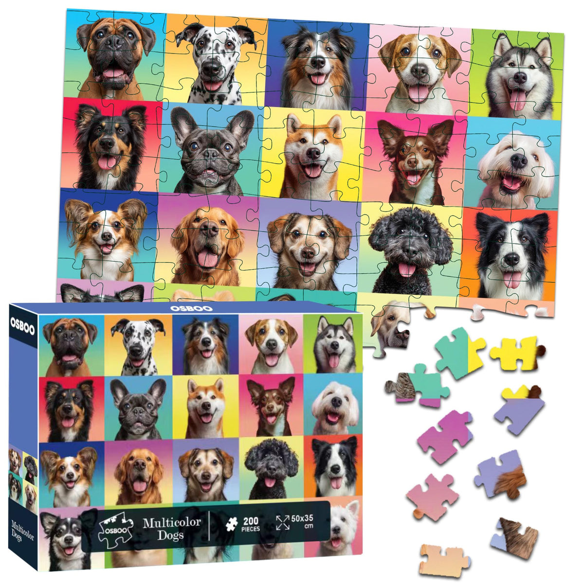 OSBOO dog puzzle featuring 20 breeds smiles; ideal family puzzle time.