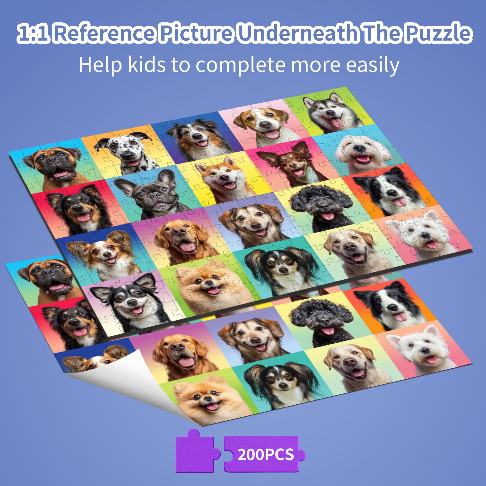 OSBOO multicolor dog puzzle design; vibrant artwork for kids and adults.