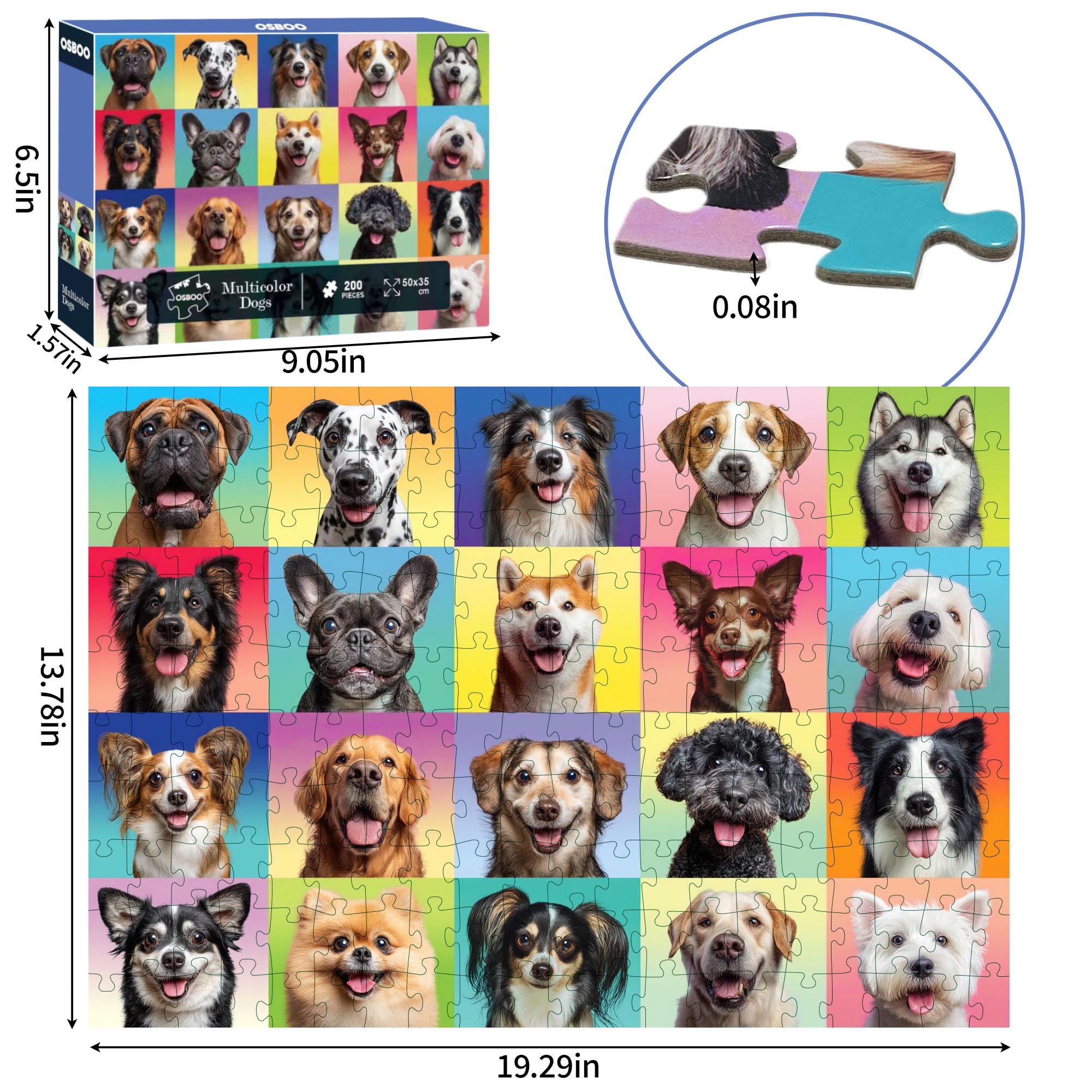 OSBOO included poster helps quick assembly for the 200-piece puzzle.